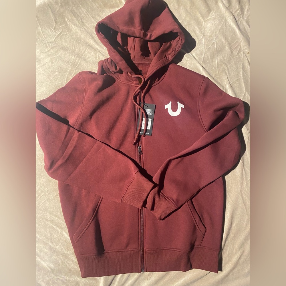 True Religion Rhinestone Buddha Zip Hoodie Sz L NWT